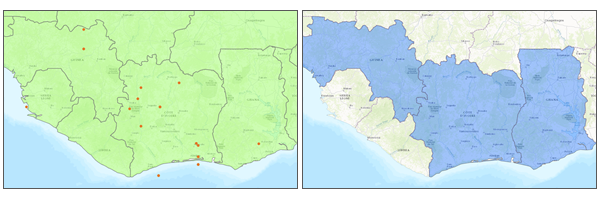 Flächen, die mit Punkt-Features zurückgegeben werden Flächen, die mit Punkt-Features zurückgegeben werden