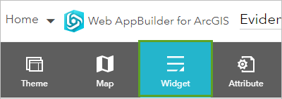 Registerkarte "Widget" im oberen Navigationsbereich auswählen Registerkarte "Widget" im oberen Navigationsbereich auswählen